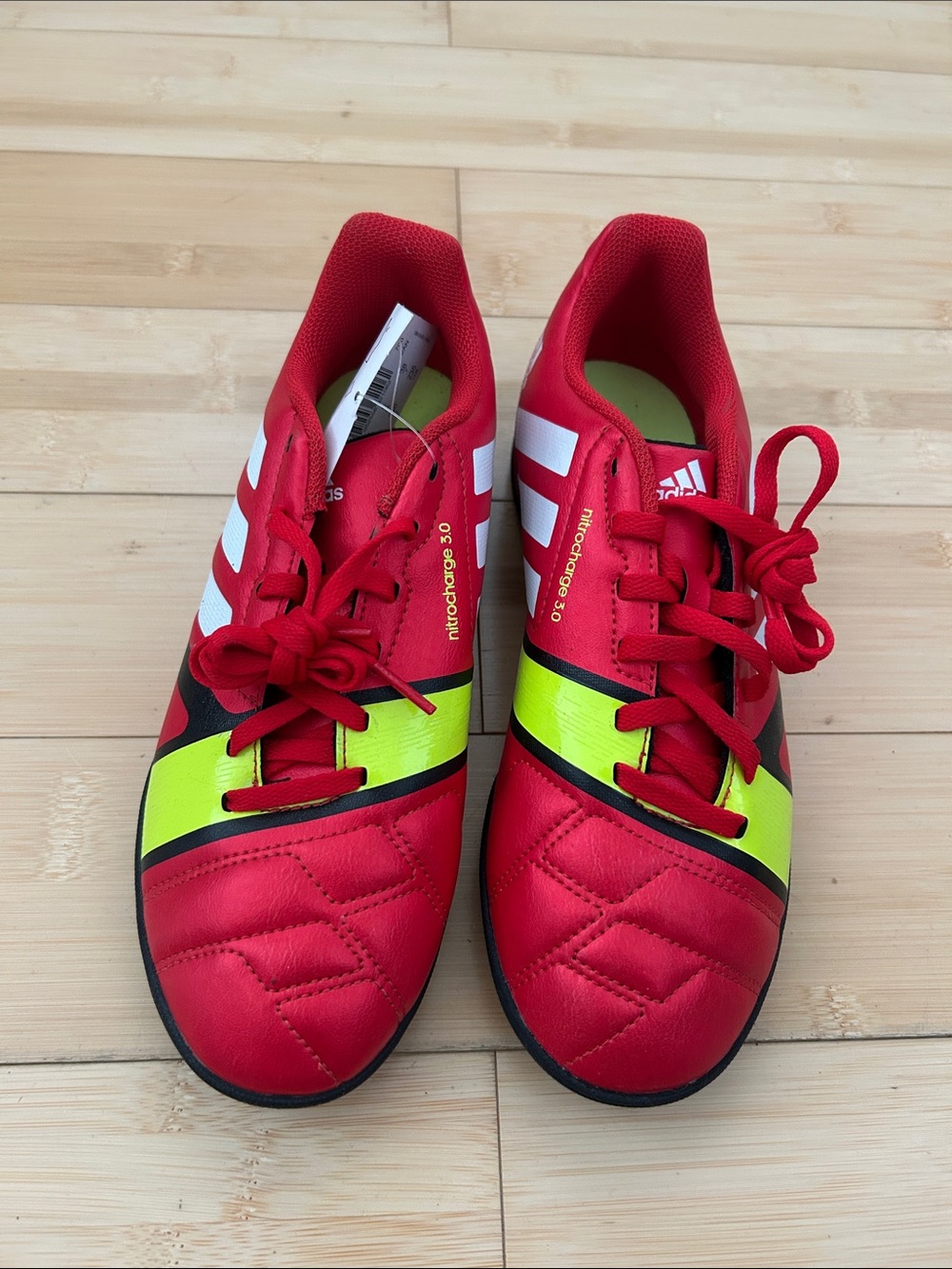 adidas Kids Red & Neon Yellow Soccer Sneakers